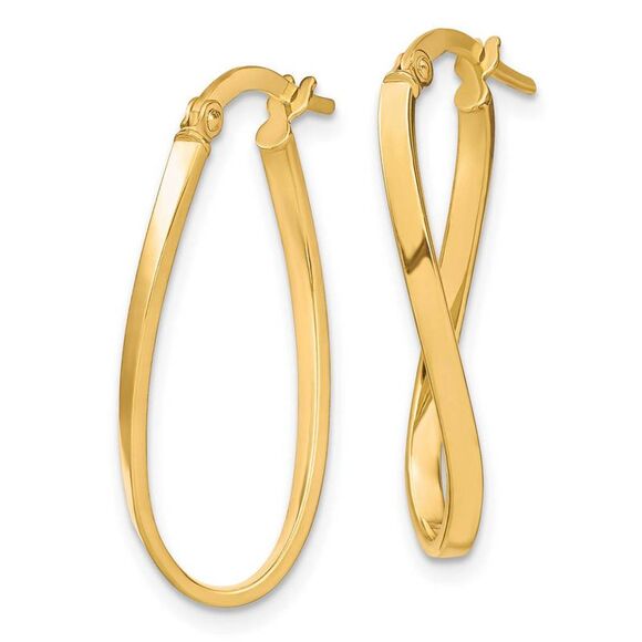 1.8mm Twisted Oval Hoop Earrings in 10k Yellow Gold, 26mm (1 Inch) - Picture 2 of 5